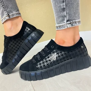 Kate Appleby Ladies Black Flatform Laced Trainer KILMAURS
