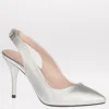 Kate Appleby Woven Silver Sling Back Heeled Shoe STROUD