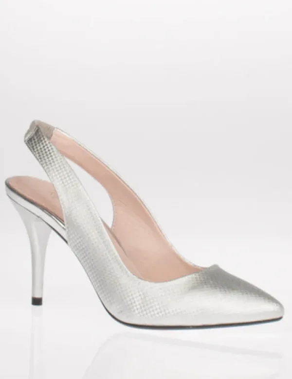 Kate Appleby Woven Silver Sling Back Heeled Shoe STROUD