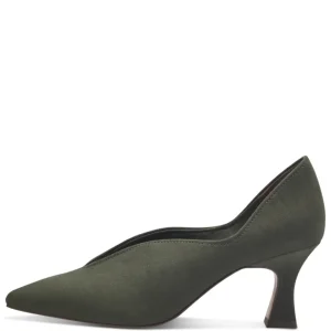 Marco Tozzi Forest Green Faux Suede Low Cut Heel Shoe 22404-41 781