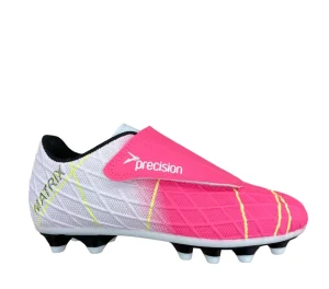 Precision Kids Fuchsia/White/Lime Velcro Football Boots MATRIX