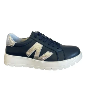 Redz Ladies Navy/Silver Metallic Laced Trainer CX4776