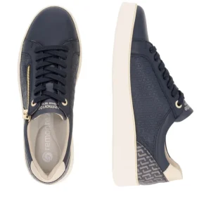 Remonte Ladies Navy Leather Combination Laced/Zip Trainer D2E00-14