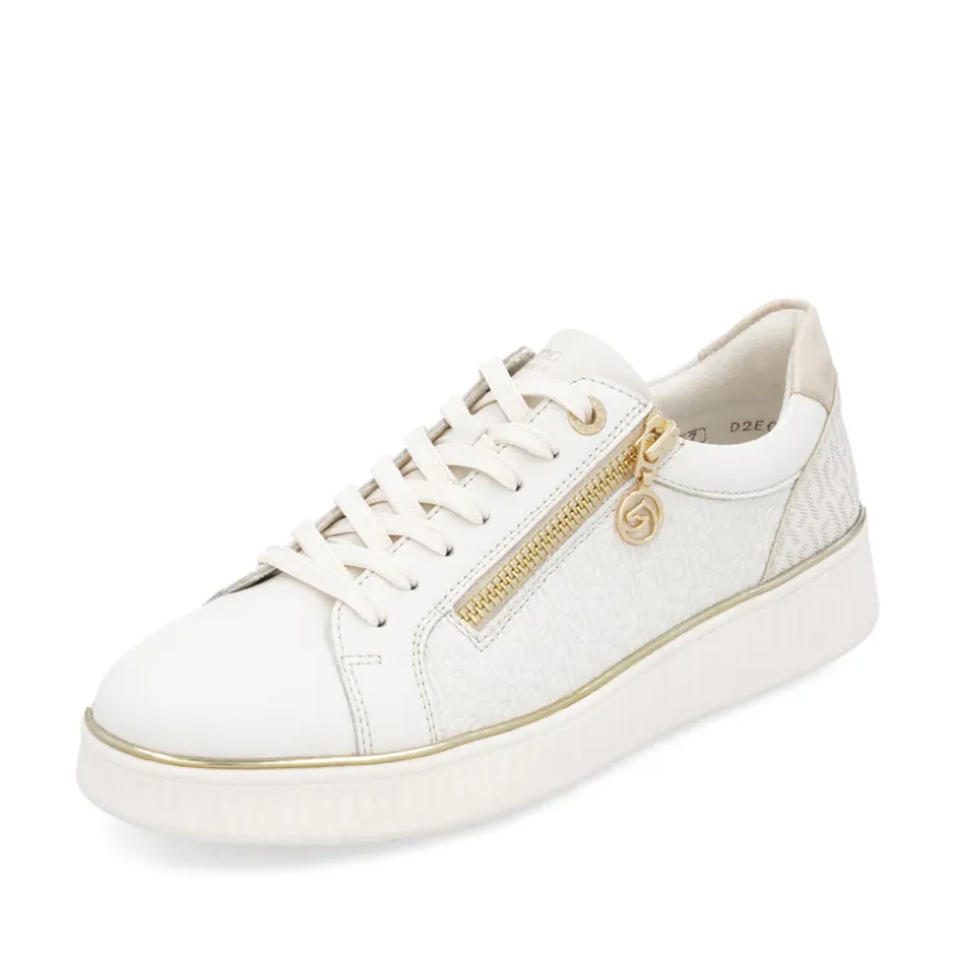 remonte_ladies_off_white__0.webp Remonte Ladies Off White Leather Combination Laced/Zip Trainer D2E00-80
