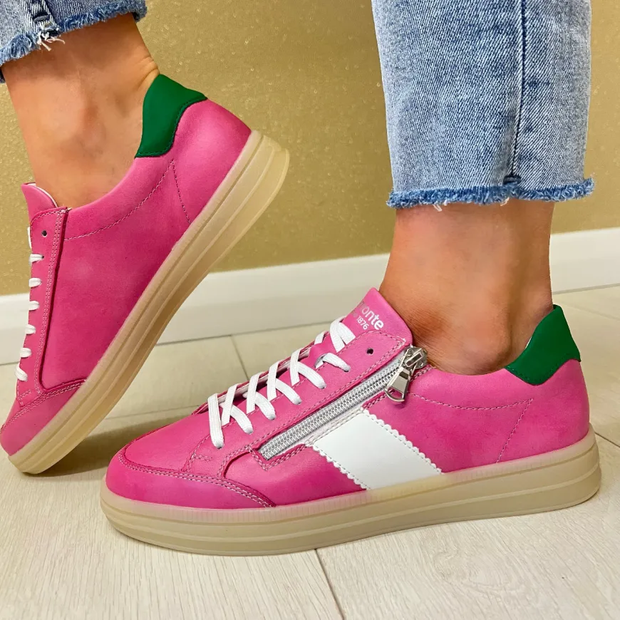 remonte_ladies_pink_multi_2.webp Remonte Ladies Pink Multi Leather Laced/Zip Trainer D2C02-31