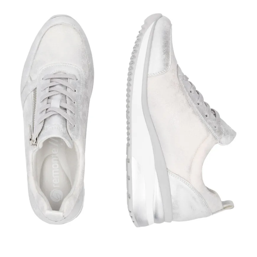 remonte_ladies_silvericew_1.webp Remonte Ladies Silver/Ice/White Laced/Zip Wedge Trainer D2401-93