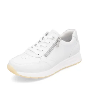 Remonte Ladies White Leather Laced/Zip Trainer D2G01-80