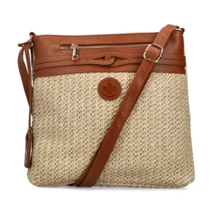 Rieker Ladies Beige/Tan Combination Weave Pattern Handbag H1519-64
