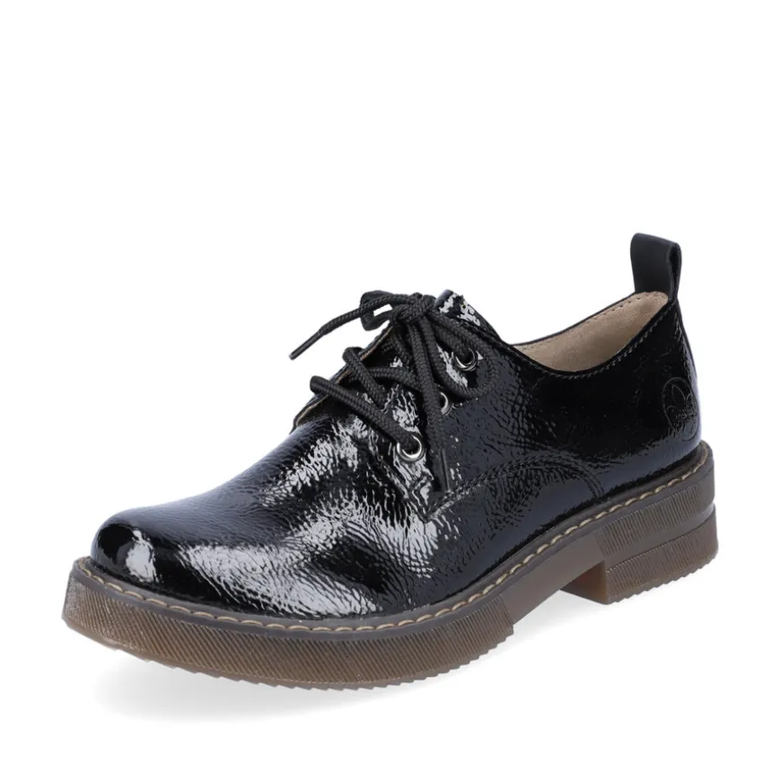 rieker_ladies_black_paten_0-1.webp Rieker Ladies Black Patent Chunky Sole Laced Shoe 72000-03