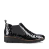 Rieker Ladies Black Patent Croc Pull-On Ankle Boot 53794-01