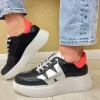 Wonders Black/Silver/Coral Bungee Lace Slip-On Trainer A-3625