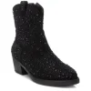 XTI Ladies Black Embellished Block Heeled Cowboy Boot 143116